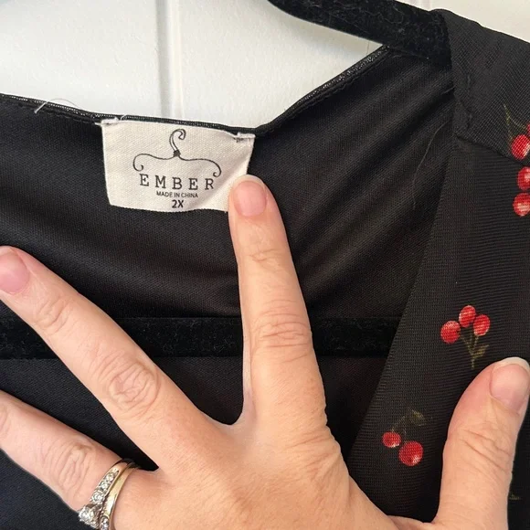 Cherry Print Black swing Dress date night valentines - Picture 4 of 7